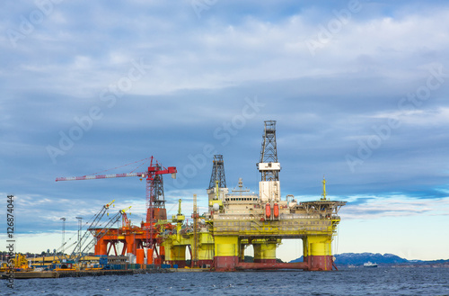 Oil platforms under maintenance near Bergen, Norway