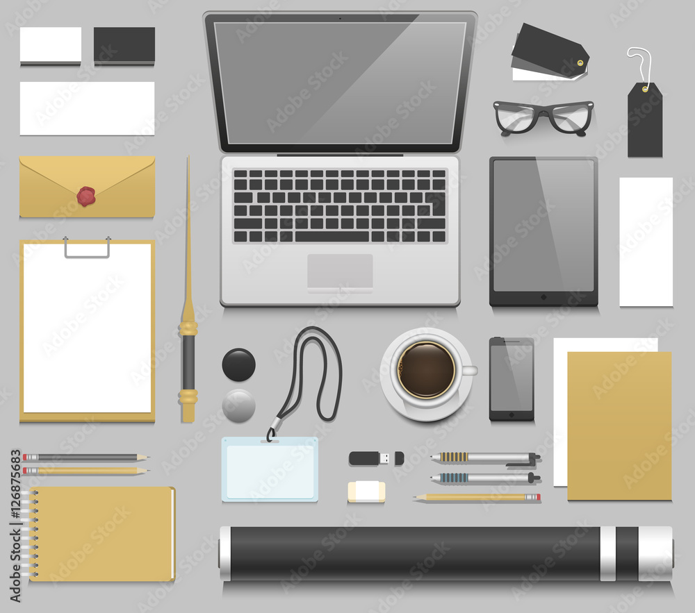 Designer workplace realistic mockup vector. Designer workplace realistic mockup vector.