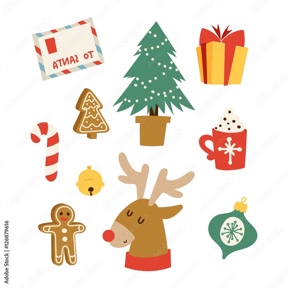 Christmas icons symbols vector set.