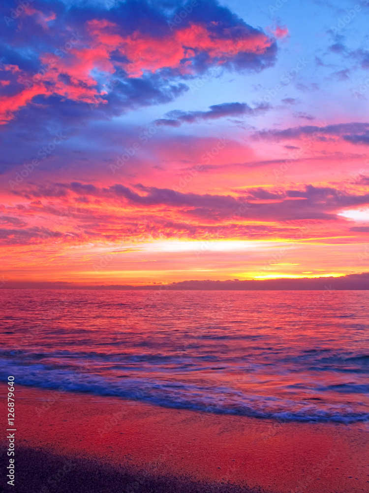 Colorful sunrise with clouds over the sea 4