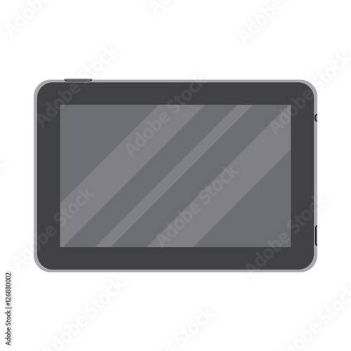 Dark tablet in flat style isolated on a white background.