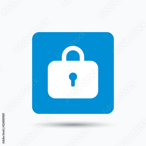 Free Download Lock icon. Privacy locker sign. Closed access symbol. Blue square button with flat web icon. Vector - GFXLoad