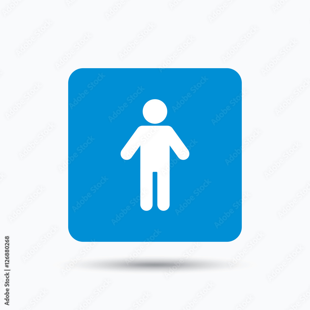 Man icon. Male human symbol. User sign. Blue square button with flat web icon. Vector Man icon. Male human symbol. User sign. Blue square button with flat web icon. Vector