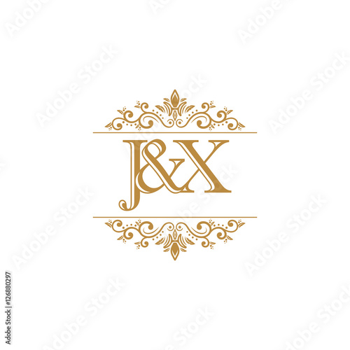 J&X Initial logo. Ornament gold