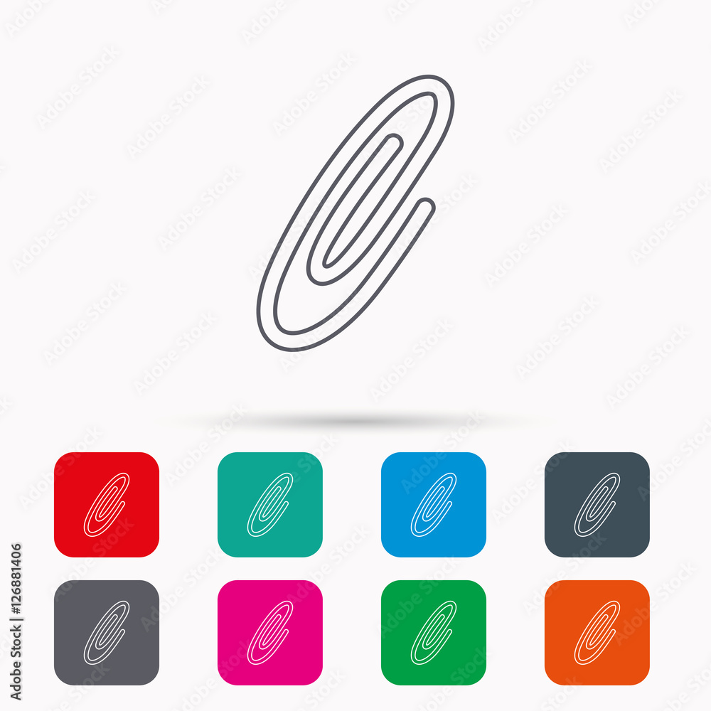 Safety pin icon. Paperclip sign. Linear icons in squares on white background. Flat web symbols. Vector Safety pin icon. Paperclip sign. Linear icons in squares on white background. Flat web symbols. Vector