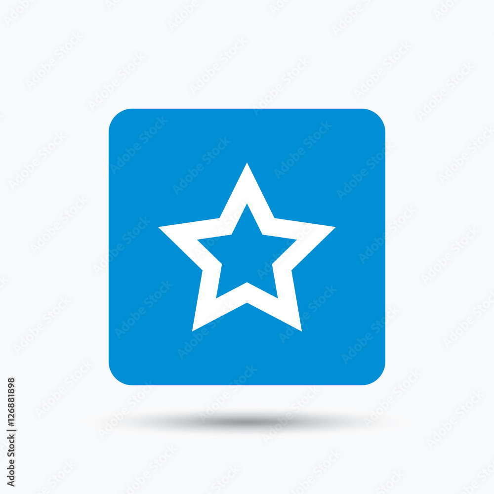 Star icon. Favorite or best sign. Web ranking symbol. Blue square button with flat web icon. Vector Star icon. Favorite or best sign. Web ranking symbol. Blue square button with flat web icon. Vector
