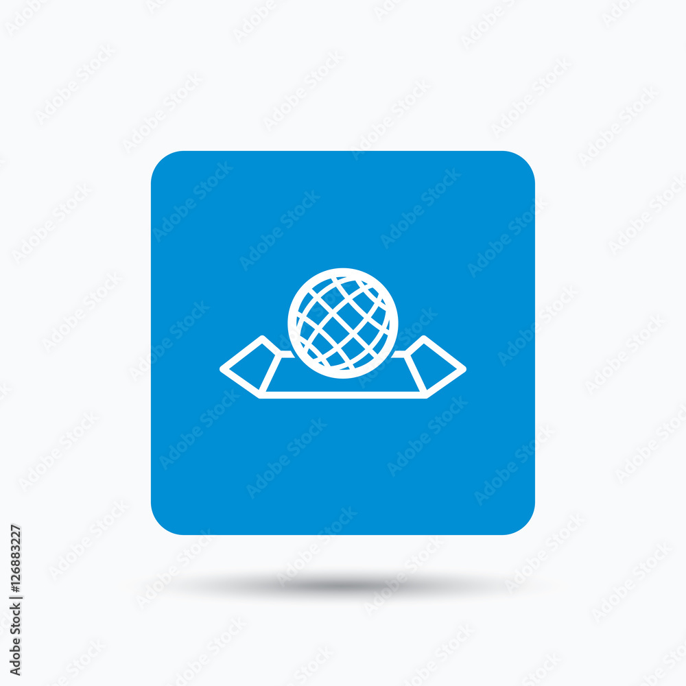 World map icon. Globe sign. Travel location symbol. Blue square button with flat web icon. Vector World map icon. Globe sign. Travel location symbol. Blue square button with flat web icon. Vector