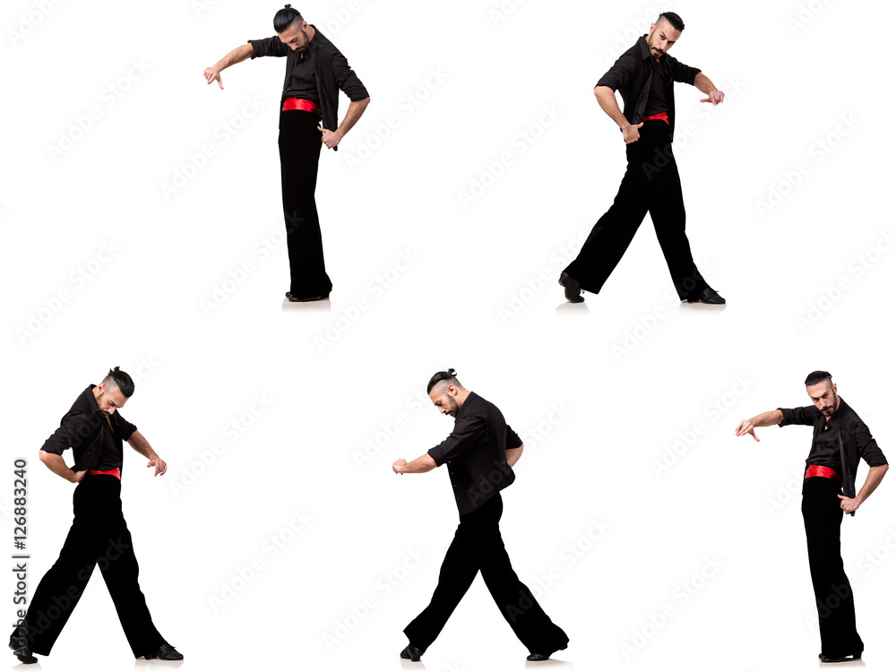 Spanish dancer in various poses on white Spanish dancer in various poses on white