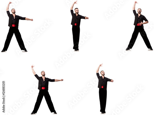 Spanish dancer in various poses on white