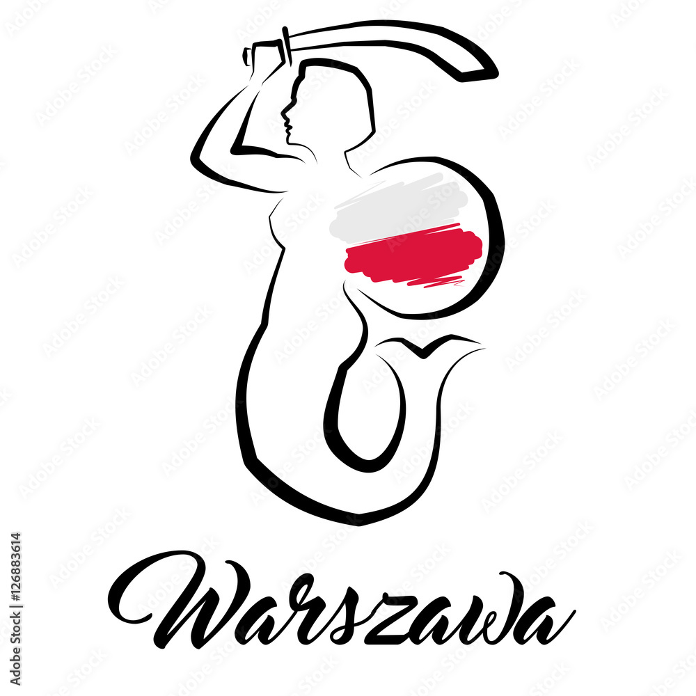 Obraz premium Warszawa - logo - Syrenka Warszawska