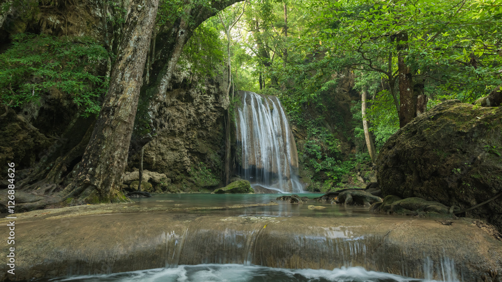 Fototapeta premium Erawan waterfall , Located Kanjanaburi Province , Thailand