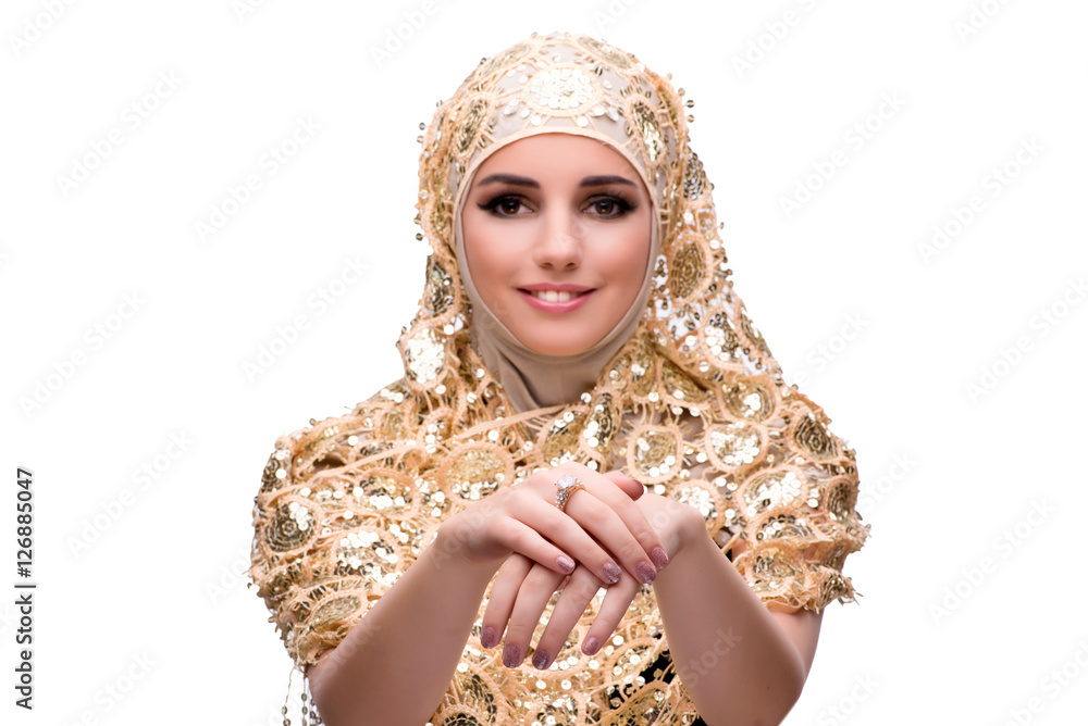 Muslim woman in fashion concept isolated on white Muslim woman in fashion concept isolated on white