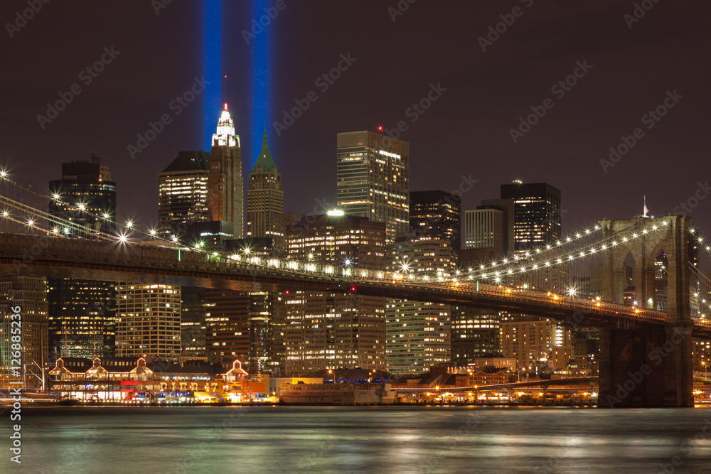 Fototapeta premium Tribute in lights September 11 memorial