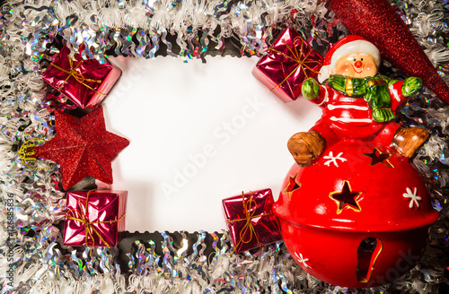 Frame of christmas decorations on a white backgroundFrame of christmas decorations on a white background photo