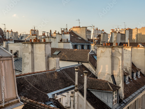 Photography rooftops and chimney pots, the 6th arrondissement, Paris, France