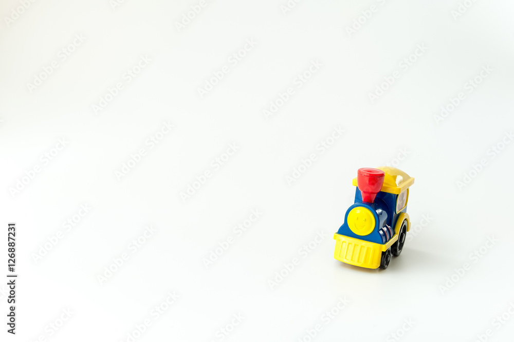 Toy train Isolated on white background with  copyspace