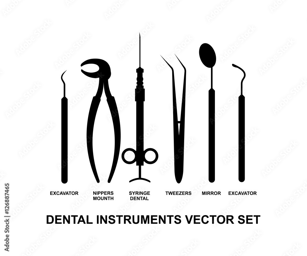 Dental Instrument Vector Set Tool Logo Design Stock Vector Adobe Stock