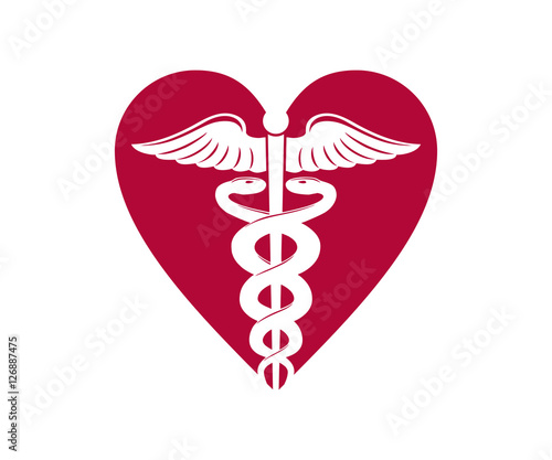 Symbol Caduceus Hearth Care Snake Wings Stick Logo Design