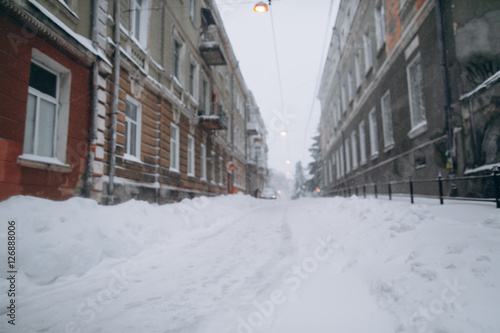 winter. first snow in the city © anatoliycherkas