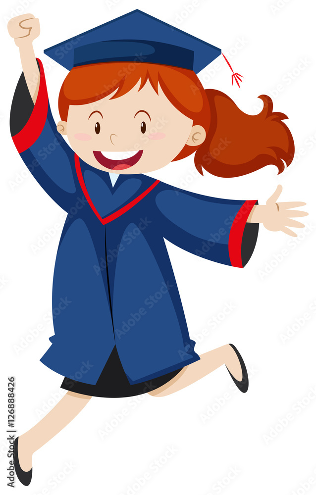 Woman in blue graduation gown