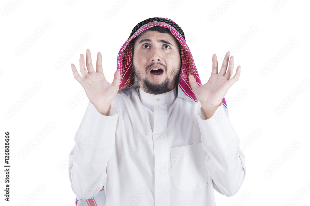 Arabic person shows surprised expression Stock Photo Adobe Stock