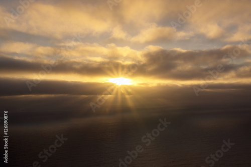 Sunrise over the sea, with clouds and sky, Madeira, Portugal