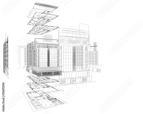 3D architecture abstract