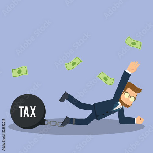 businessman chained tax photo