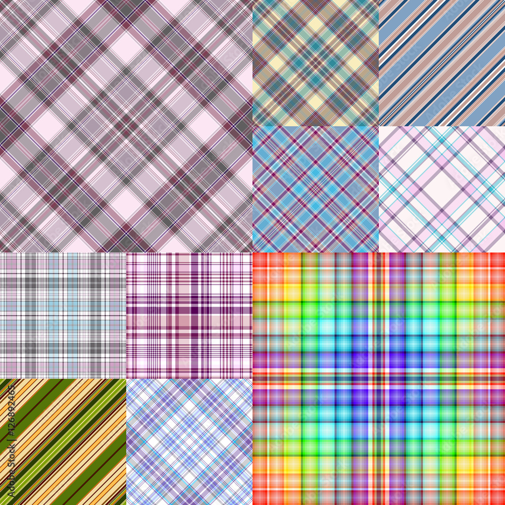 Set colorful geometric seamless patterns Set colorful geometric seamless patterns