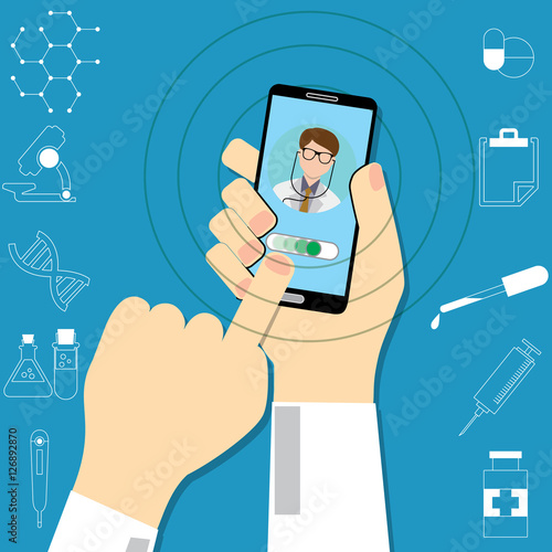 smartphone with male doctor
