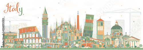 Abstract Italy Skyline with Landmarks.