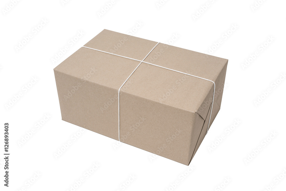 Parcel box wrapped with brown paper Parcel box wrapped with brown paper