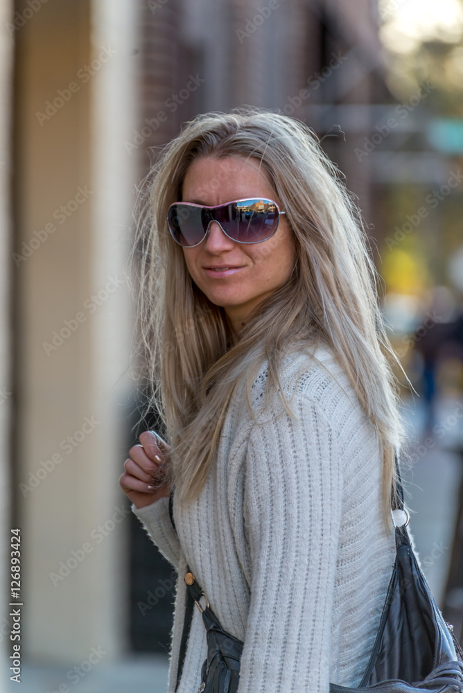 Attractive blonde woman with sunglasses Attractive blonde woman with sunglasses