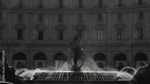 MH LD Cars Driving by Fountaina Della Naiadi in Piazza Della Repubblica / Rome, Italy photo