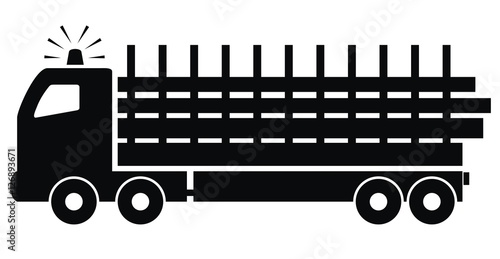 truck and wood, vector black icon