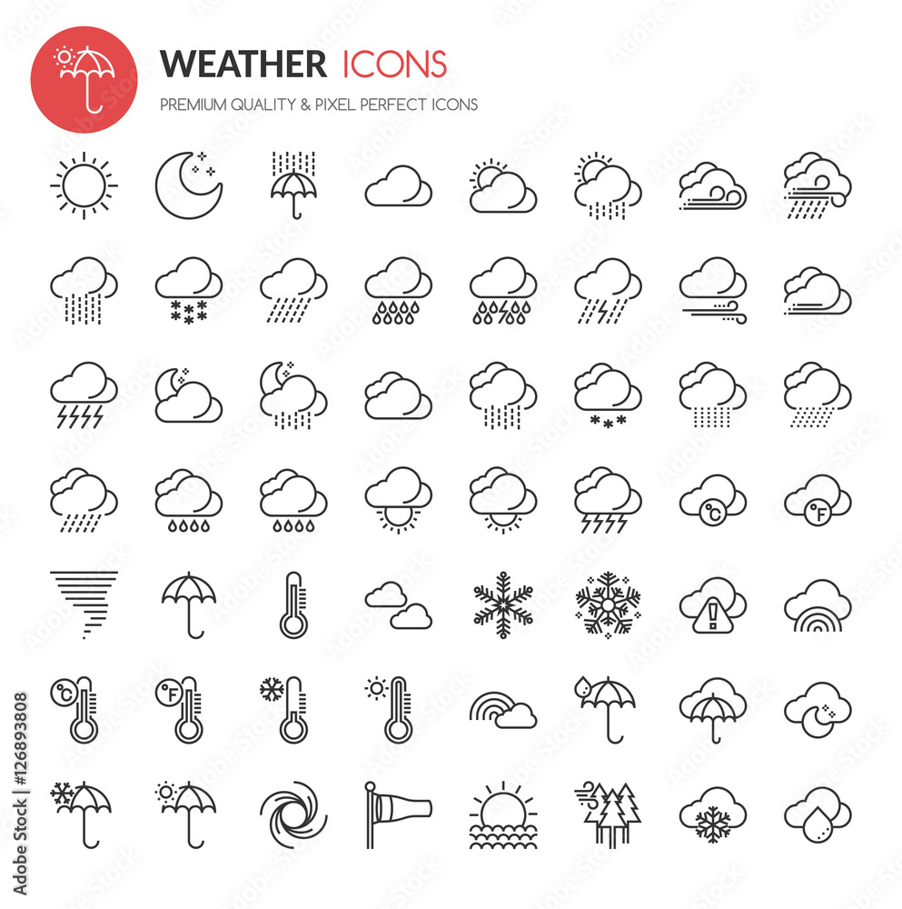 Weather Element Icons , Thin Line and Pixel Perfect Icons