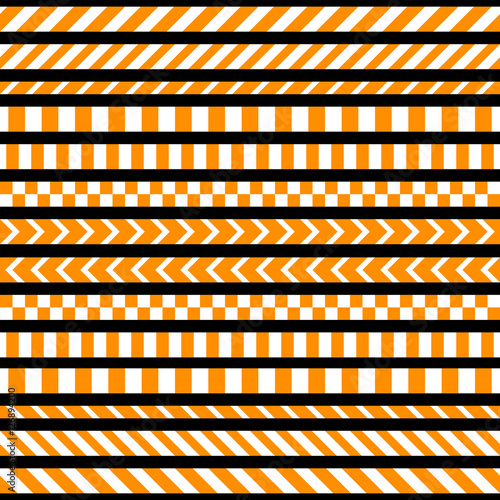 Vector set of seamless tapes. For restriction and dangerous zones.