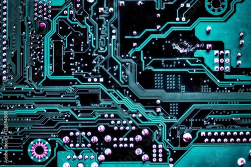 Фотография Close up of a printed computer circuit board