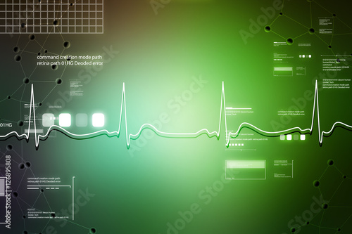 Obraz na plátně Ecg line in color background