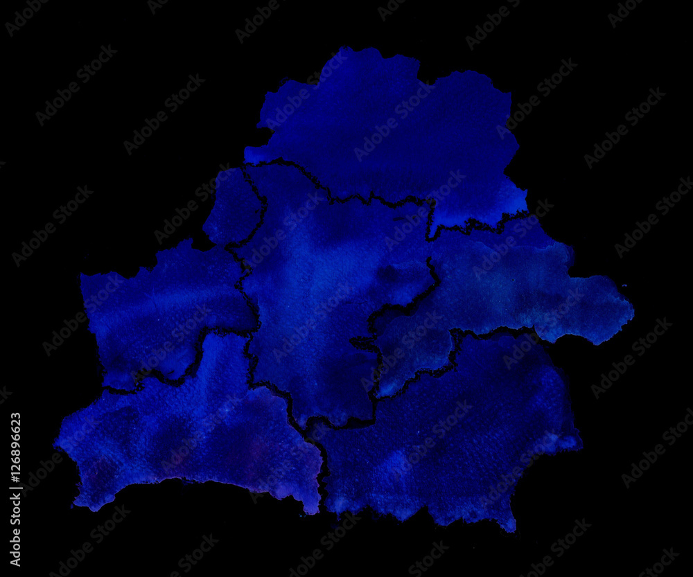 Fototapeta premium Hand drawn watercolor map of Belarus. Isolated illustration map of Belarus on white background.