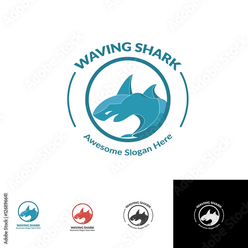 Waving Shark at the sea and the ocean angry and hunger