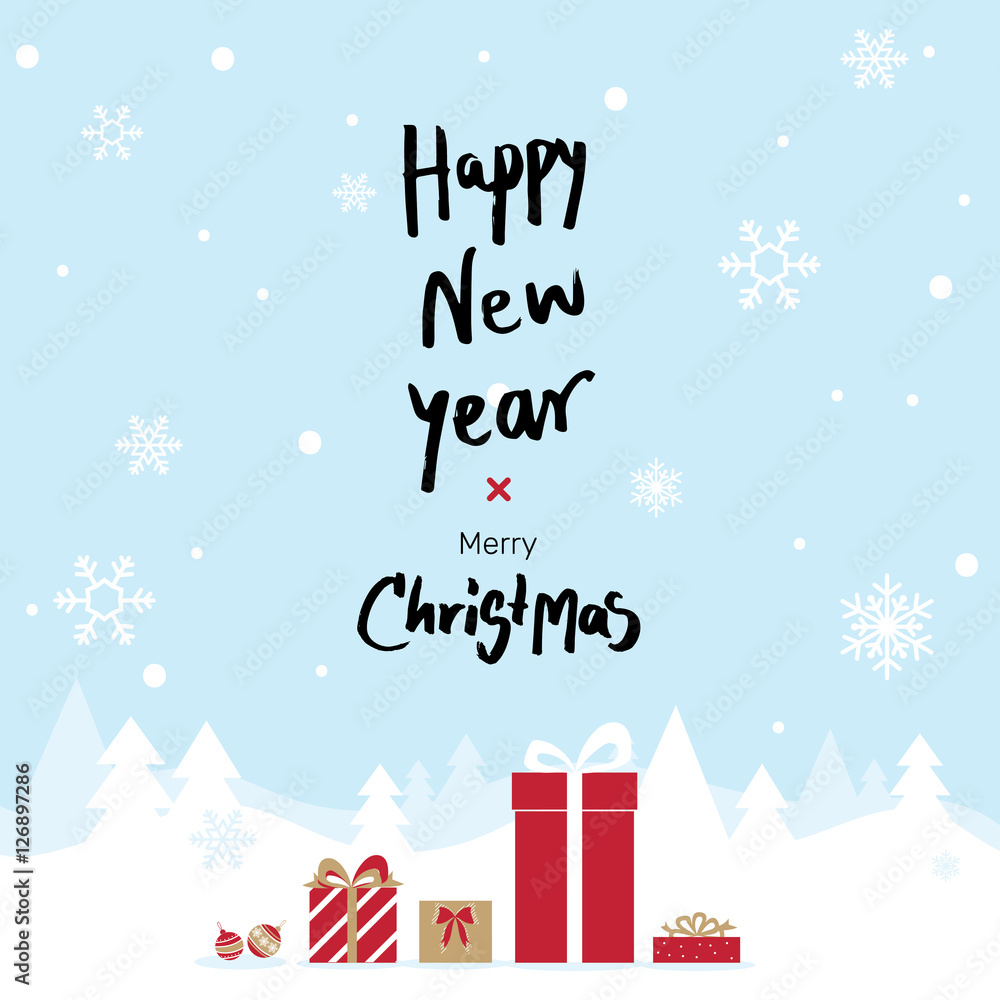 Happy New Year and Merry Christmas card template
