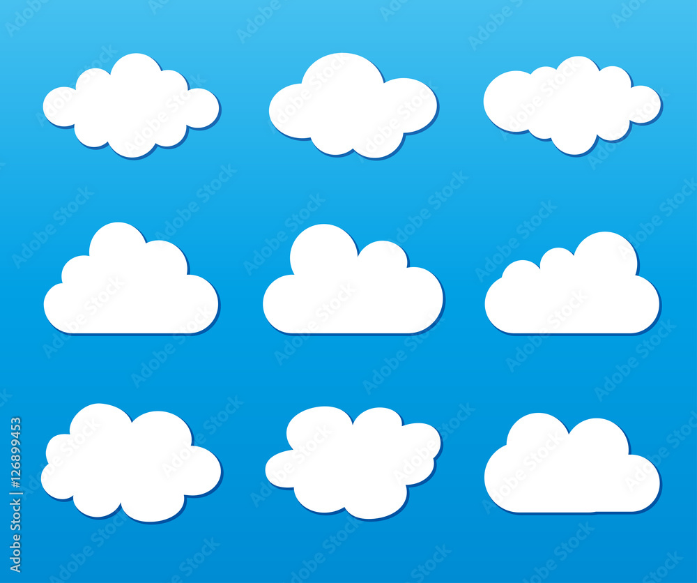 clouds set on blue background clouds set on blue background
