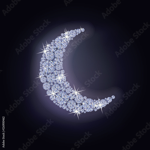 Brilliant precious moon, vector illustration