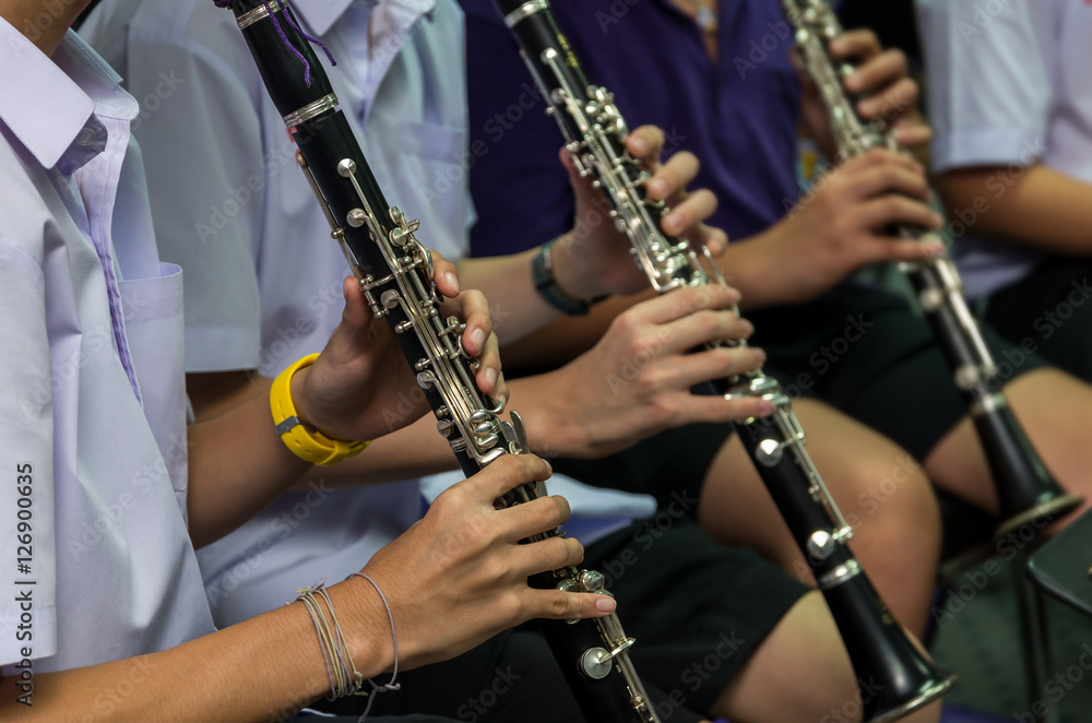 Fototapeta premium Close up of Clarinetist performance which is some part of classi