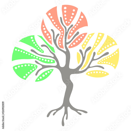 Vector hand drawn illustration, decorative ornamental stylized tree. Abstract graphic illustration isolated on the white background. Artistic drawing silhouette. Decorative  ornamental wood