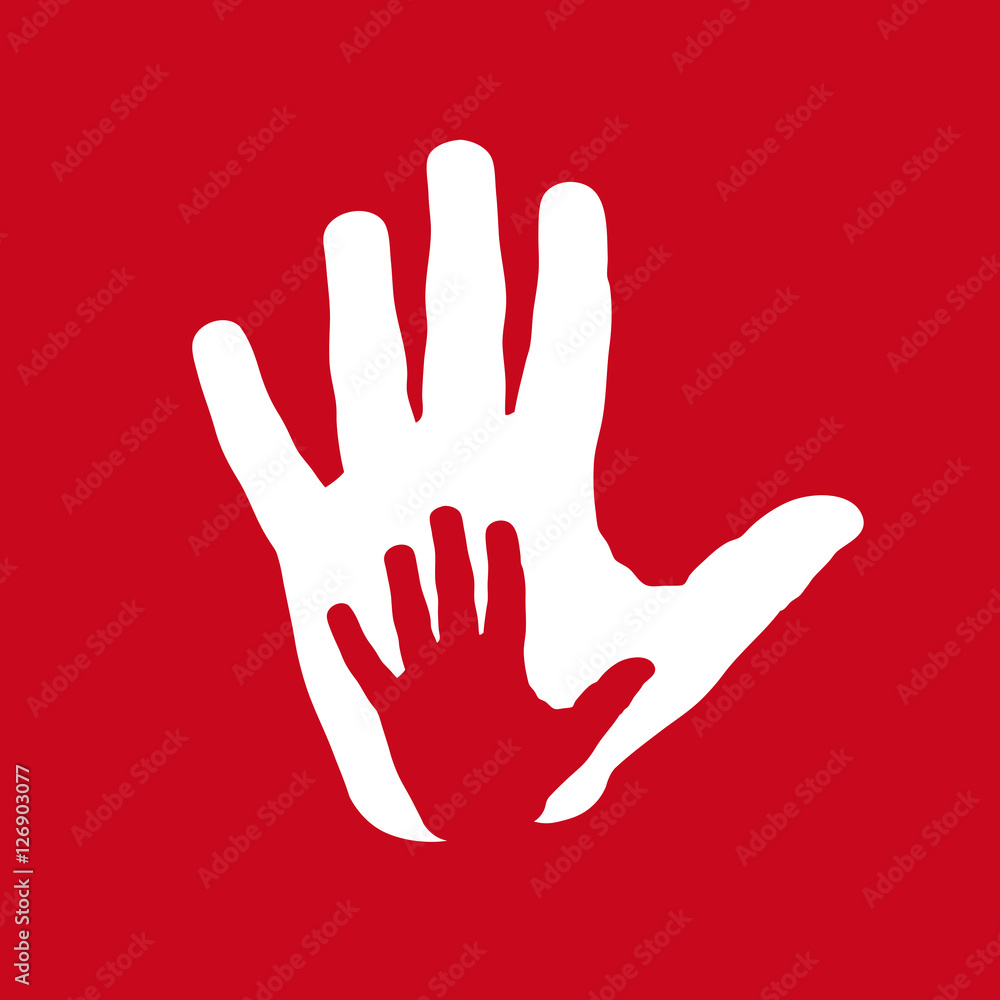 Vector icon two hands, help and solidarity. Father and son. Pedi Vector icon two hands, help and solidarity. Father and son. Pedi