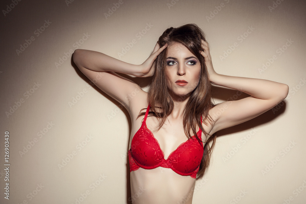 Fototapeta premium Slim hot woman in red bra