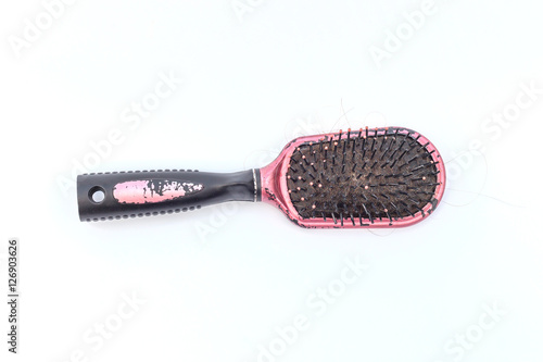 Old hair brush isolated