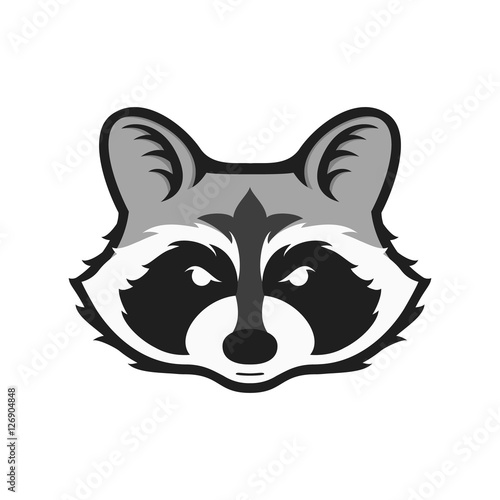 Raccoons head logo for sport club or team. Animal mascot logotype. Template. Vector illustration.